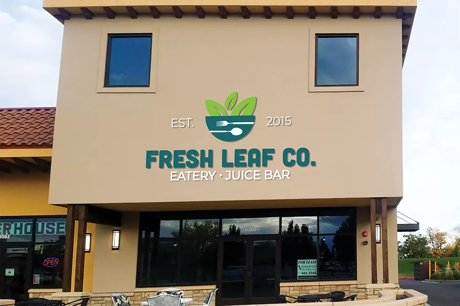 exterior of Fresh Leaf Co featuring sign