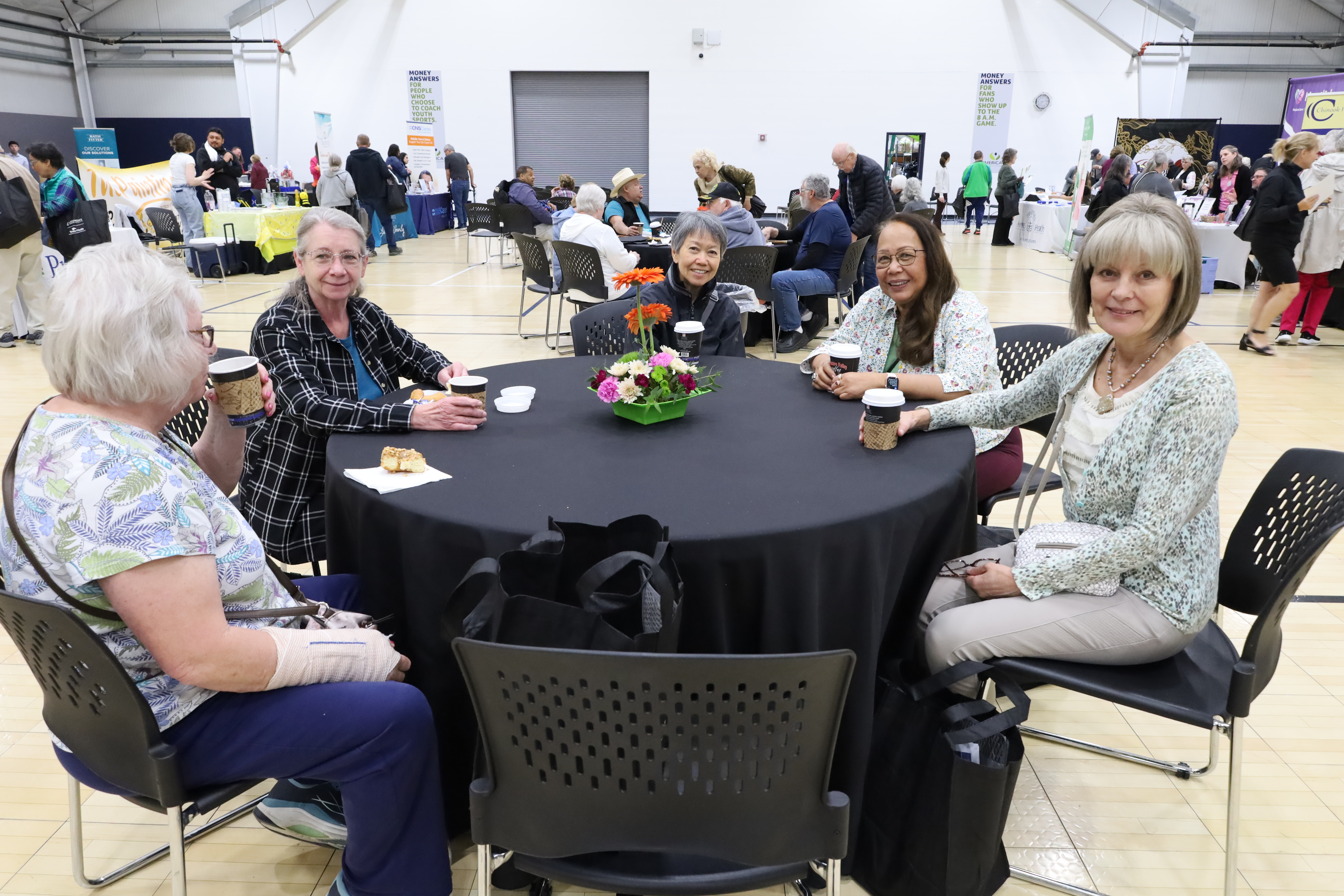 Enjoying coffee at the expo