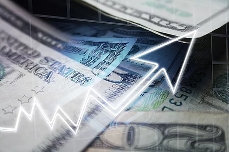 Money with an arrow pointing up.