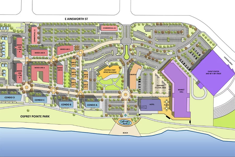 A top-down view of the area.