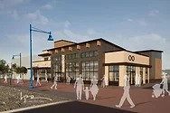 Exterior rendering of the eye care clinic.