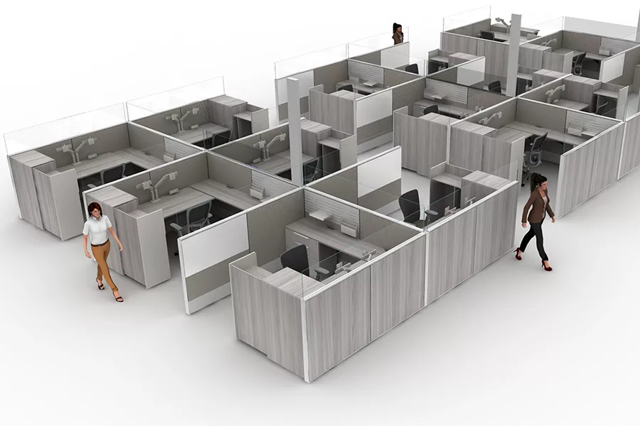 A render of cubicles.