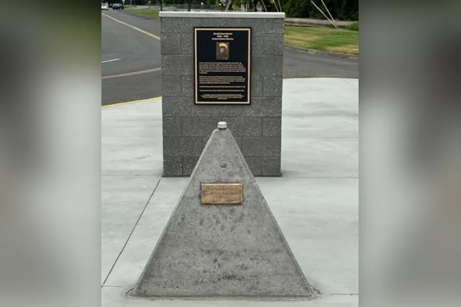 A pyramid shaped memorial.
