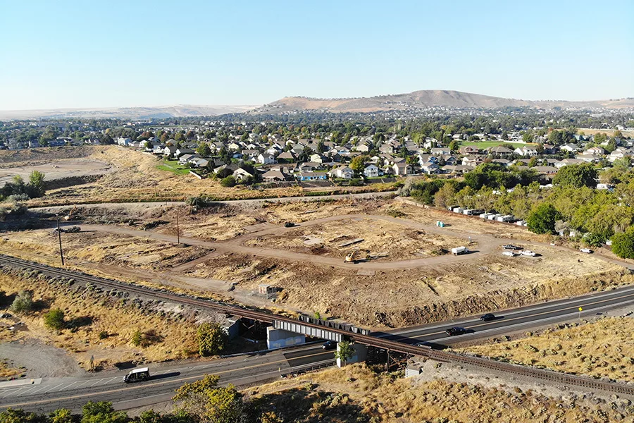 An arial shot of a construction site.