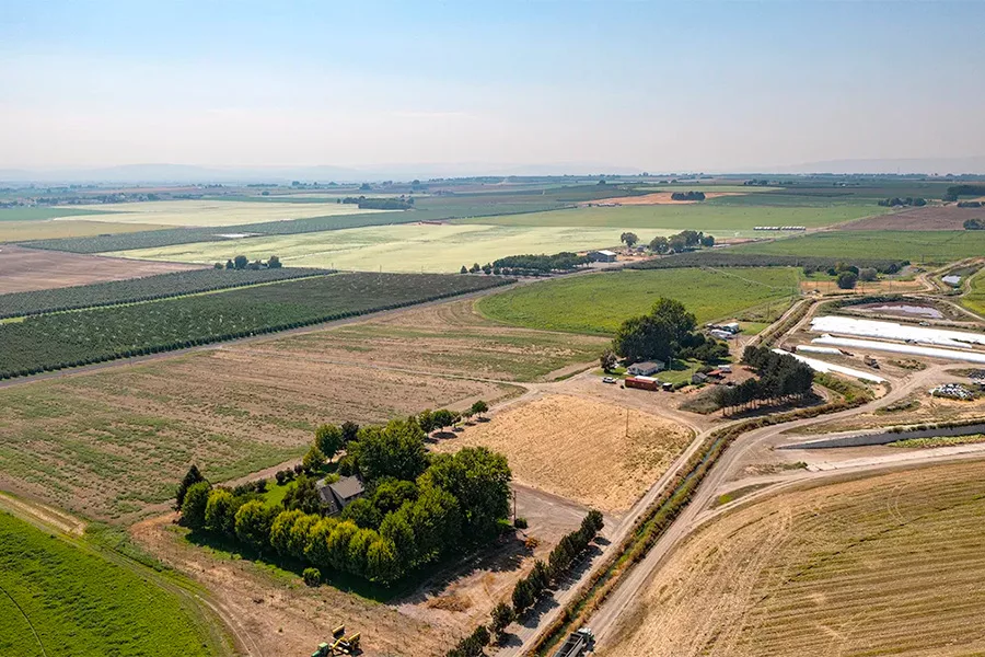 An ariel view of farmland