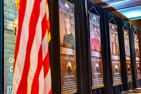 Banners of past winners.