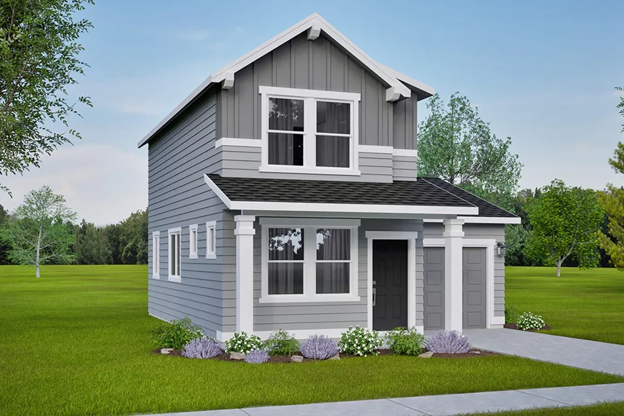 A rendering of a small house.