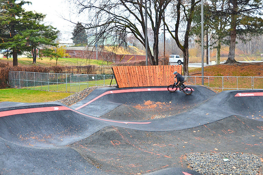 Man on a bike track.