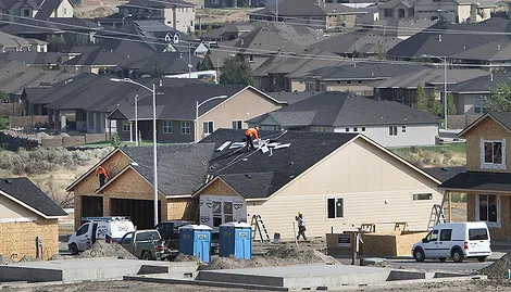 Homes under construction.