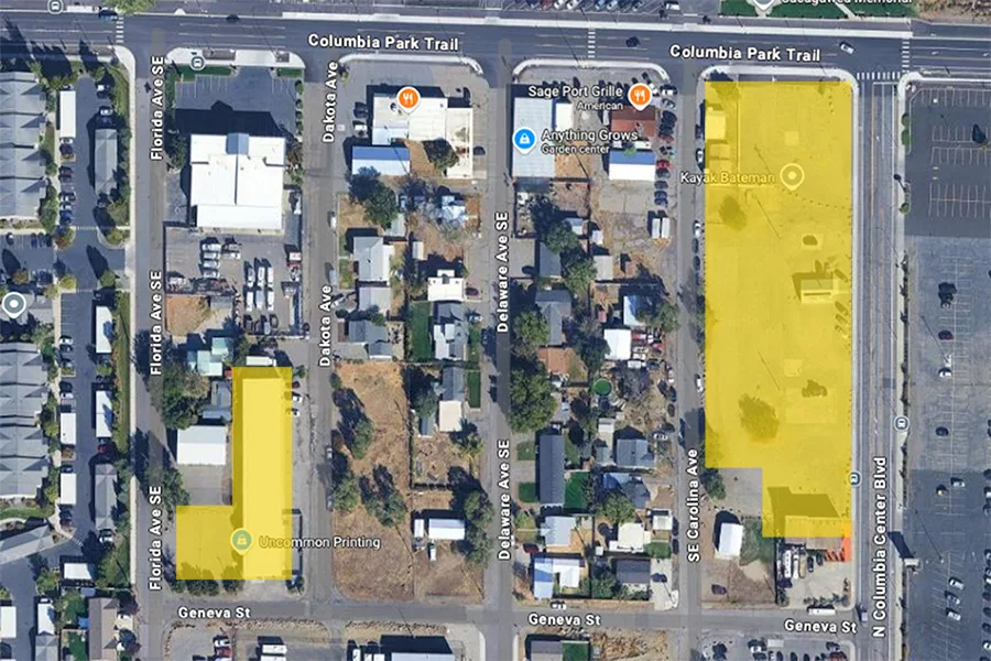 A map of the properties sold.