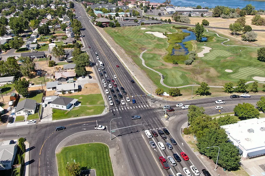 An above-view of the intersection.