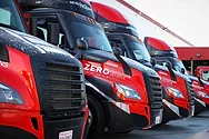 Zero emission trucks lined up.