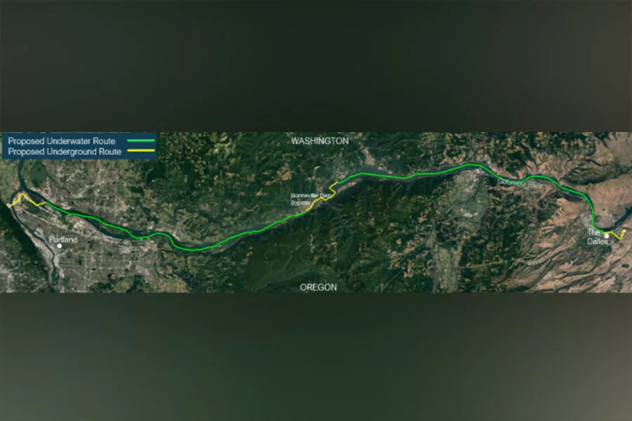 A map along the Columbia River.