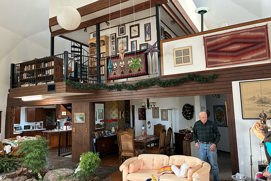 The interior of a dome home.