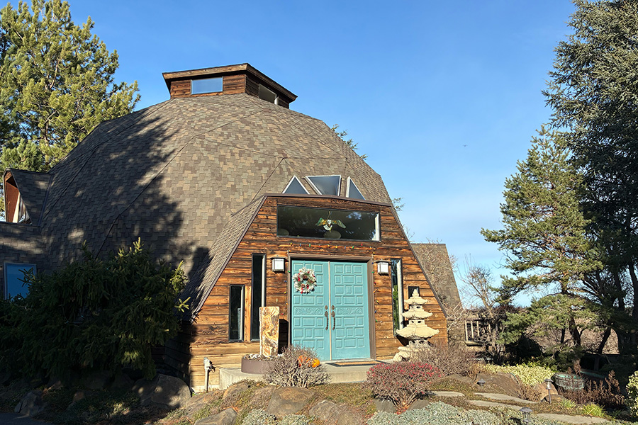 Exterior of a dome home.