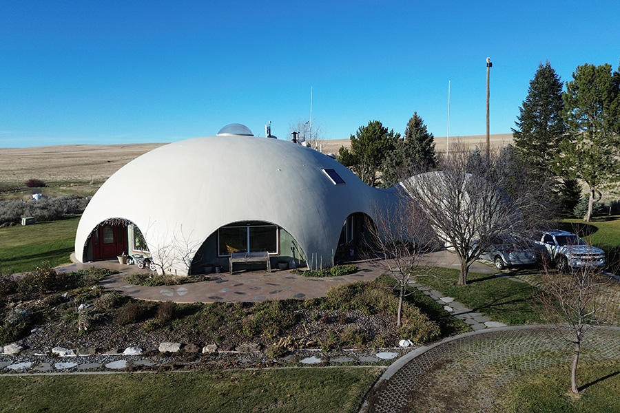 Exterior of a dome home.