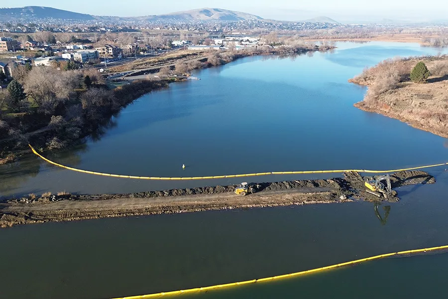 Heavy equipment on the landbridge.