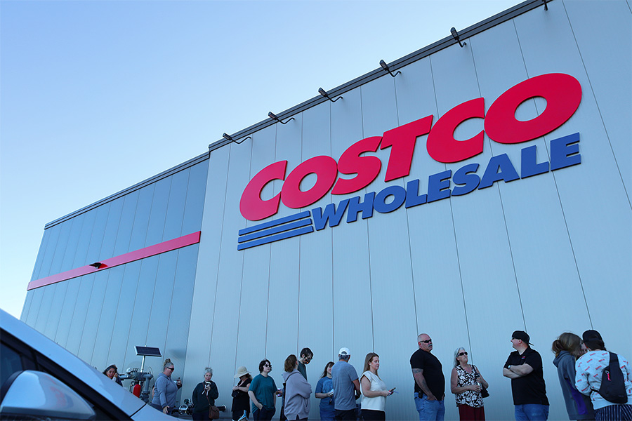People standing outside of Costco.