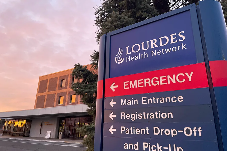 Lourdes Hospital sign.