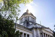 Capitol in Olympia with the sun.