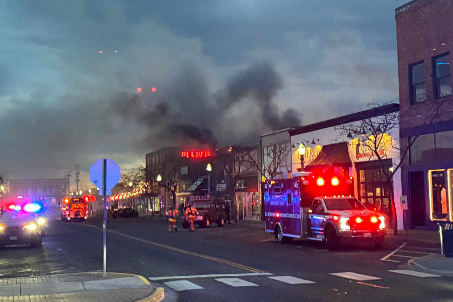 A fire in downtown Kennewick.
