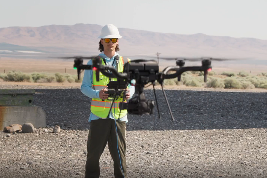 Person flying a drone.
