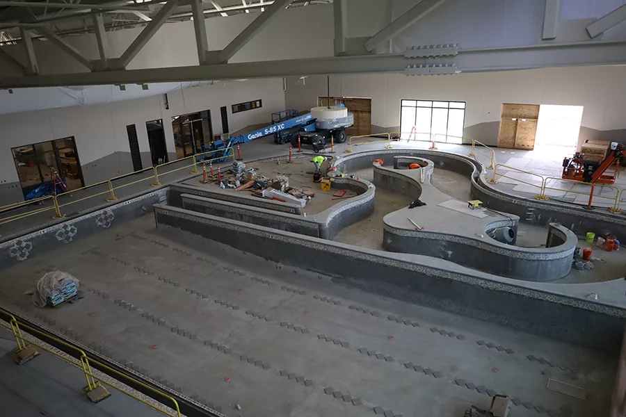 A large pool under construction.