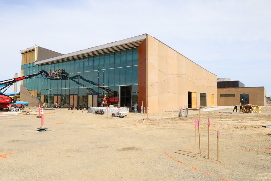 The exterior of the aquatic center.