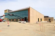 The exterior of the aquatic center.