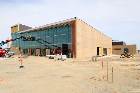 The exterior of the aquatic center.