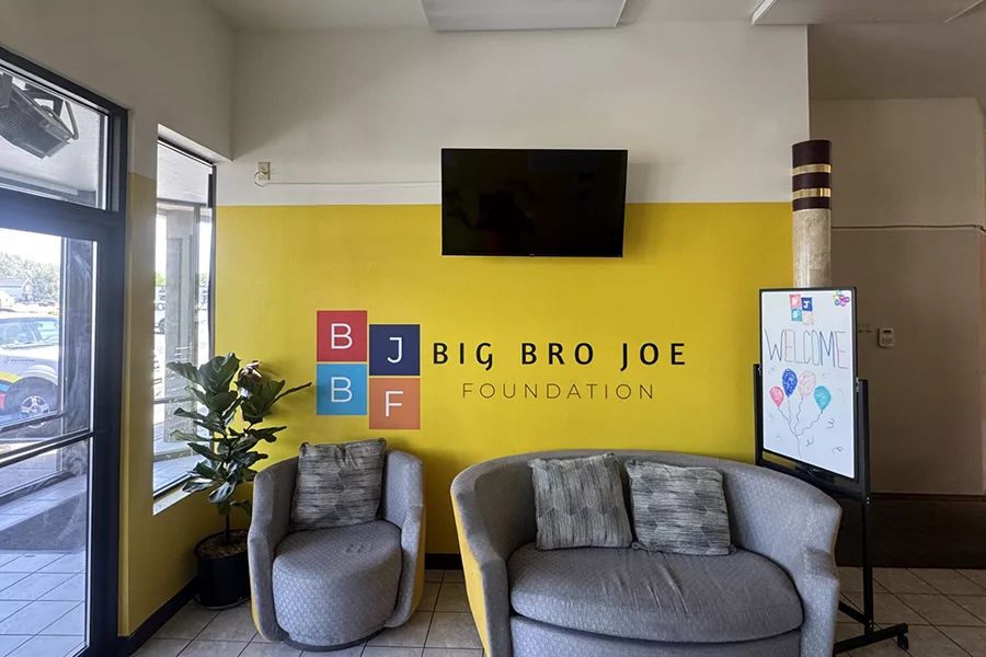 A sign that says, "Big Bro Joe Foundation"