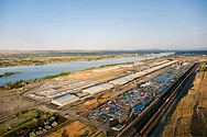 An arial shot of a railyard.