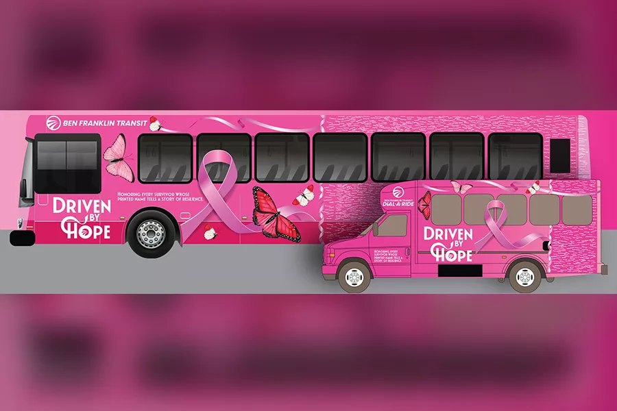 Pink buses.