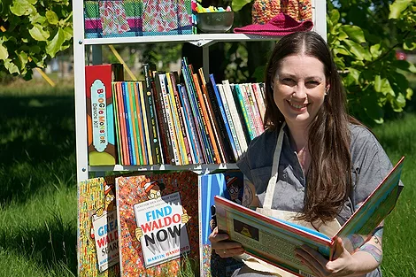 Woman with a book.