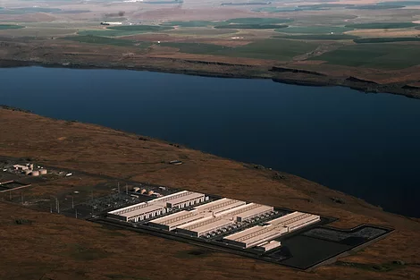 An aerial view of a datacenter.