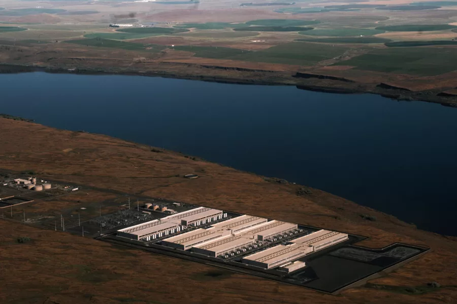 An aerial view of a datacenter.
