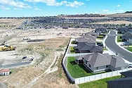 A drone shot of a neighborhood under construction.