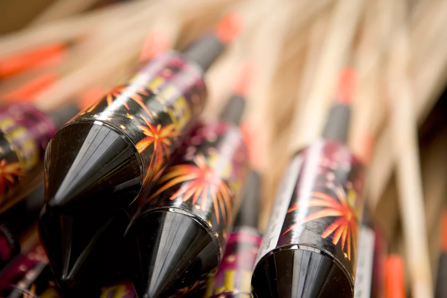 Unlit fireworks.