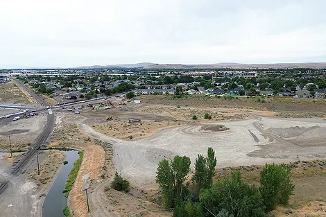 An aerial photo of a construction site near Steptoe.