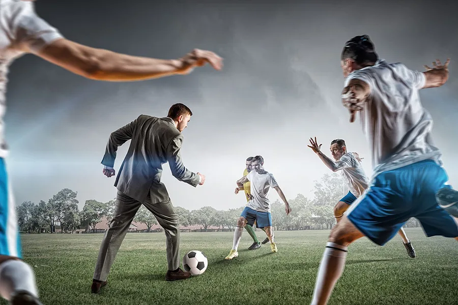People playing Soccer.