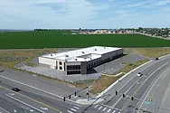 An aerial view of an empty building.