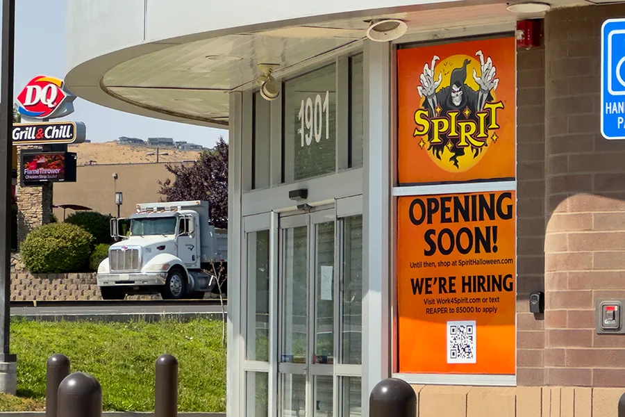 Exterior of an upcoming Spirit Halloween location.