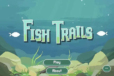 The title screen of a game titled, Fish Trails.