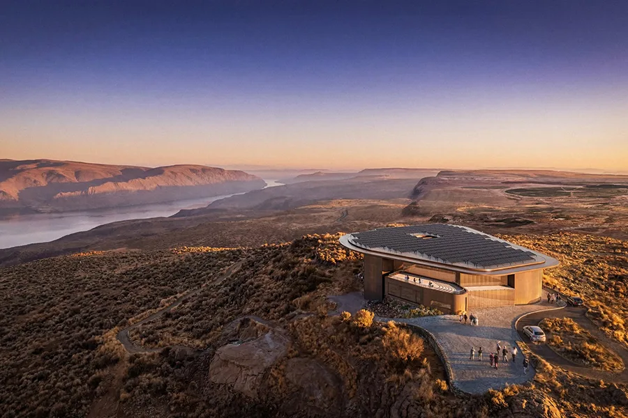 An aerial rendering near the gorge.