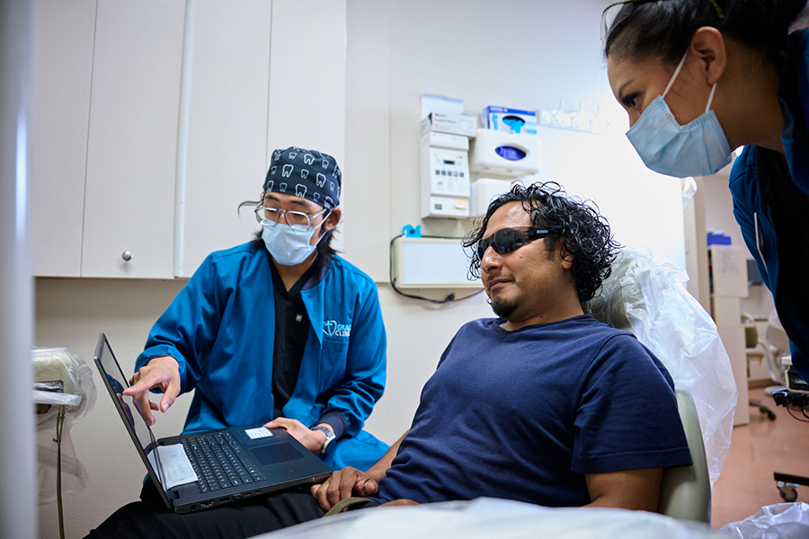 A man at a doctors office.