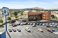 A three-story building.