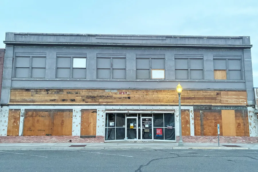 A building with a facade removed.