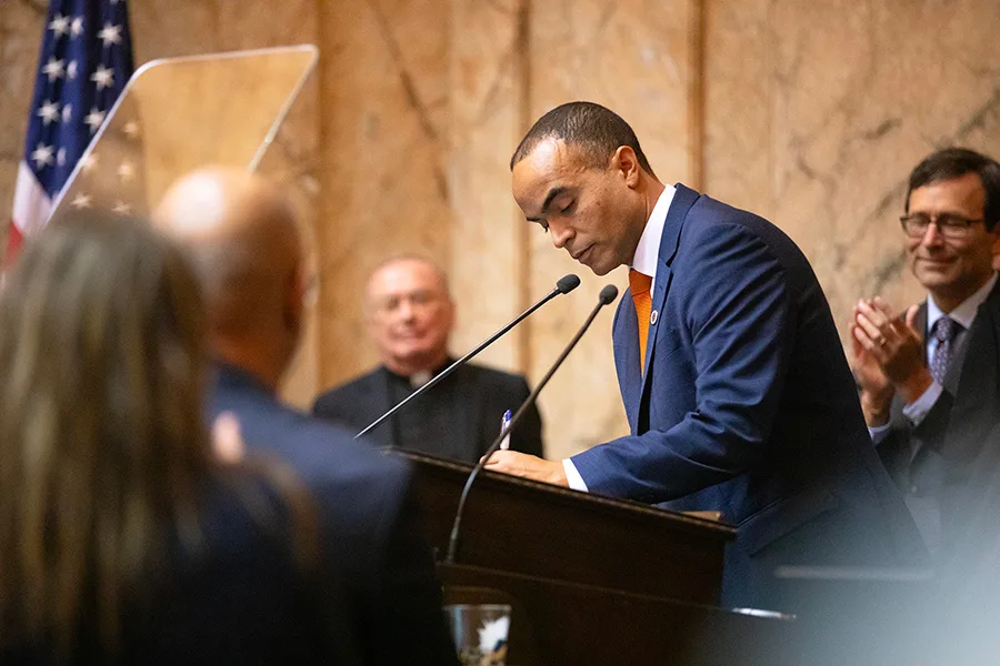 Person at a podium.
