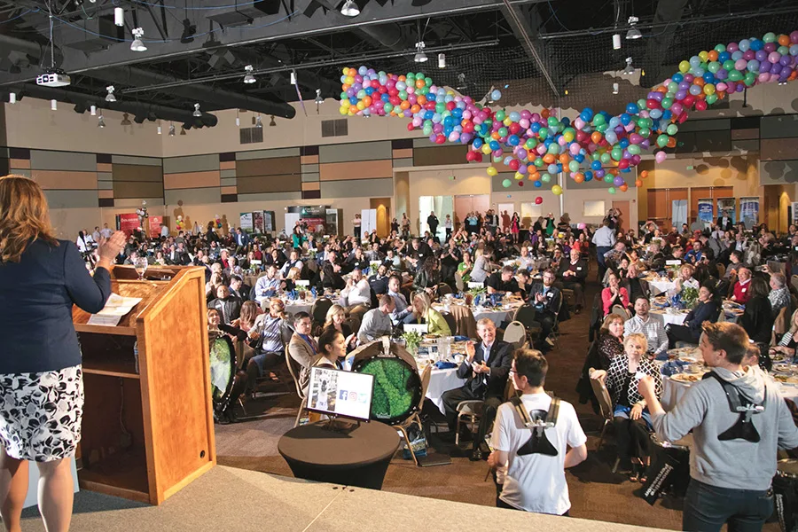 A room full of people.