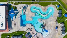 A top-down view of a lazy river.